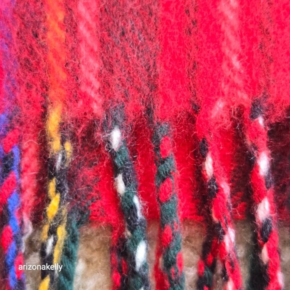 NWOT Wool Cashmere Tartan Red Plaid Wrap Scarf - Picture 4 of 12